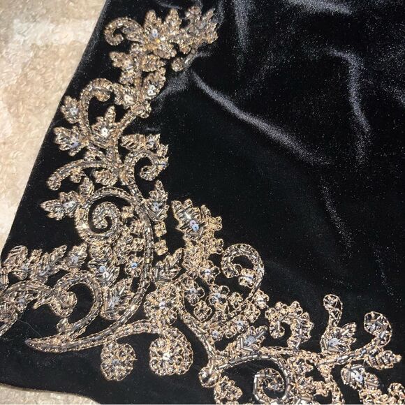 White House Black Market size S Elegant Black Dress with Gold Embroidery - Picture 2 of 8